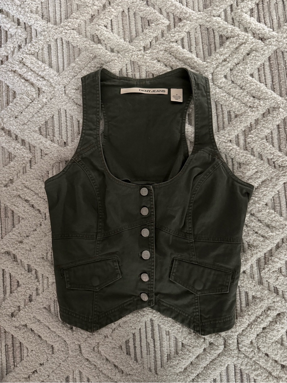 DKNY Women's Green Button-Up Vest